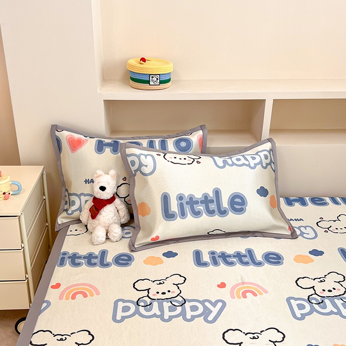 91家纺网 家纺一手货源 找家纺 懒猫家纺 2026新款600D数码印花冰丝凉席系列 舞动小狗