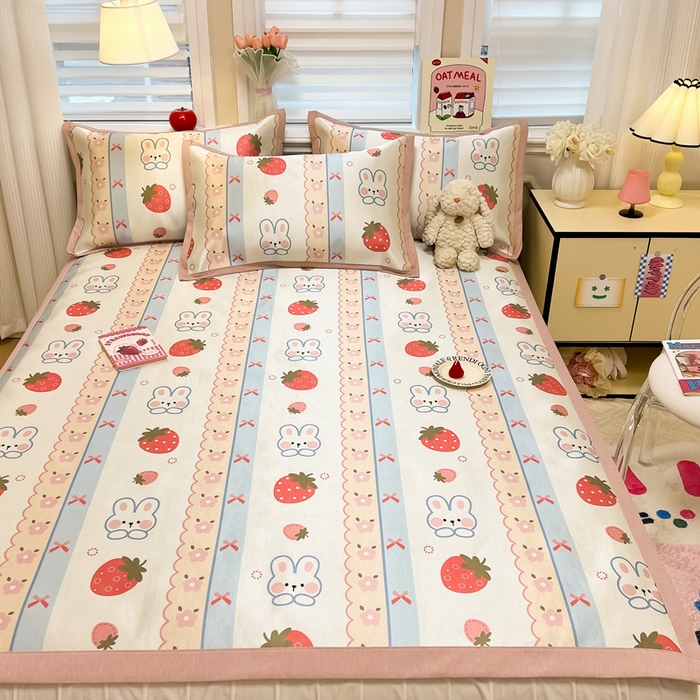 91家纺网 家纺一手货源 找家纺 懒猫家纺 2026新款600D数码印花冰丝凉席系列 小甜心