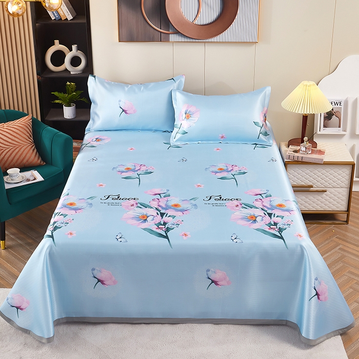 91家纺网 家纺一手货源 找家纺 星窝家纺 2026新款直播电商优选可机洗斜纹提花冰丝凉席三件套 轻舞飞扬