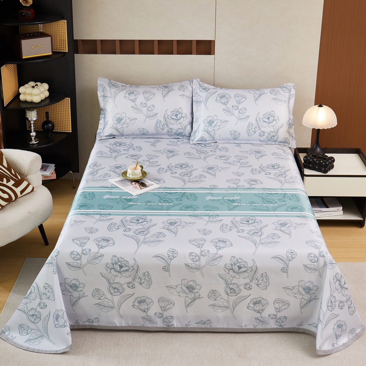 91家纺网 家纺一手货源 找家纺 星窝家纺 2026新款直播电商优选可机洗斜纹提花冰丝凉席三件套 清韵