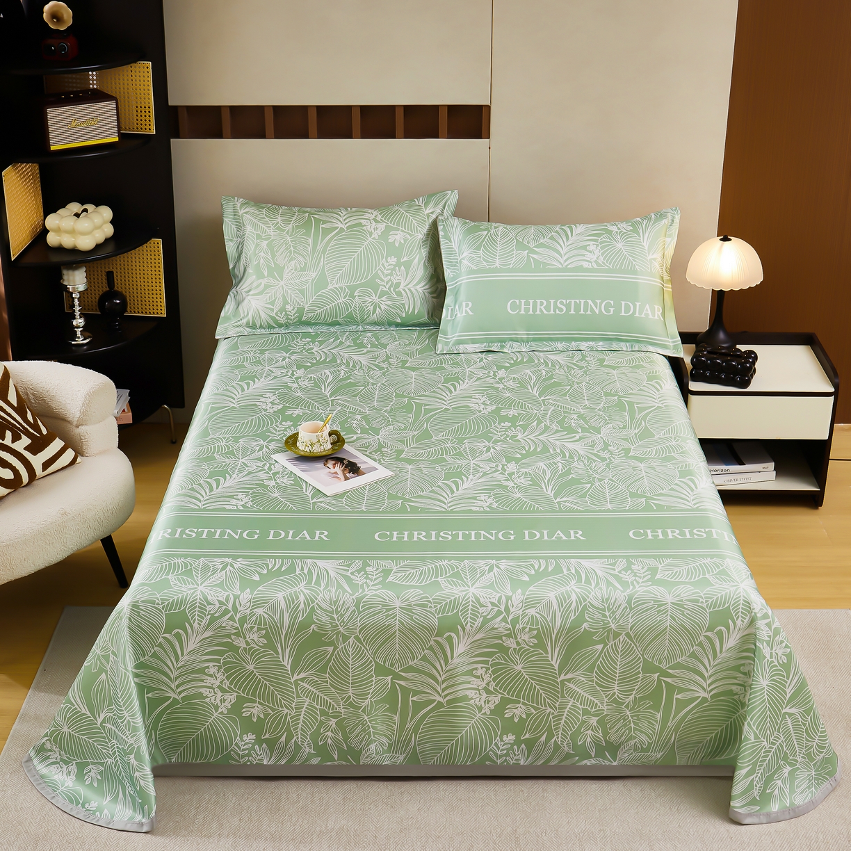 91家纺网 家纺一手货源 找家纺 星窝家纺 2026新款直播电商优选可机洗斜纹提花冰丝凉席三件套 温婉佳人