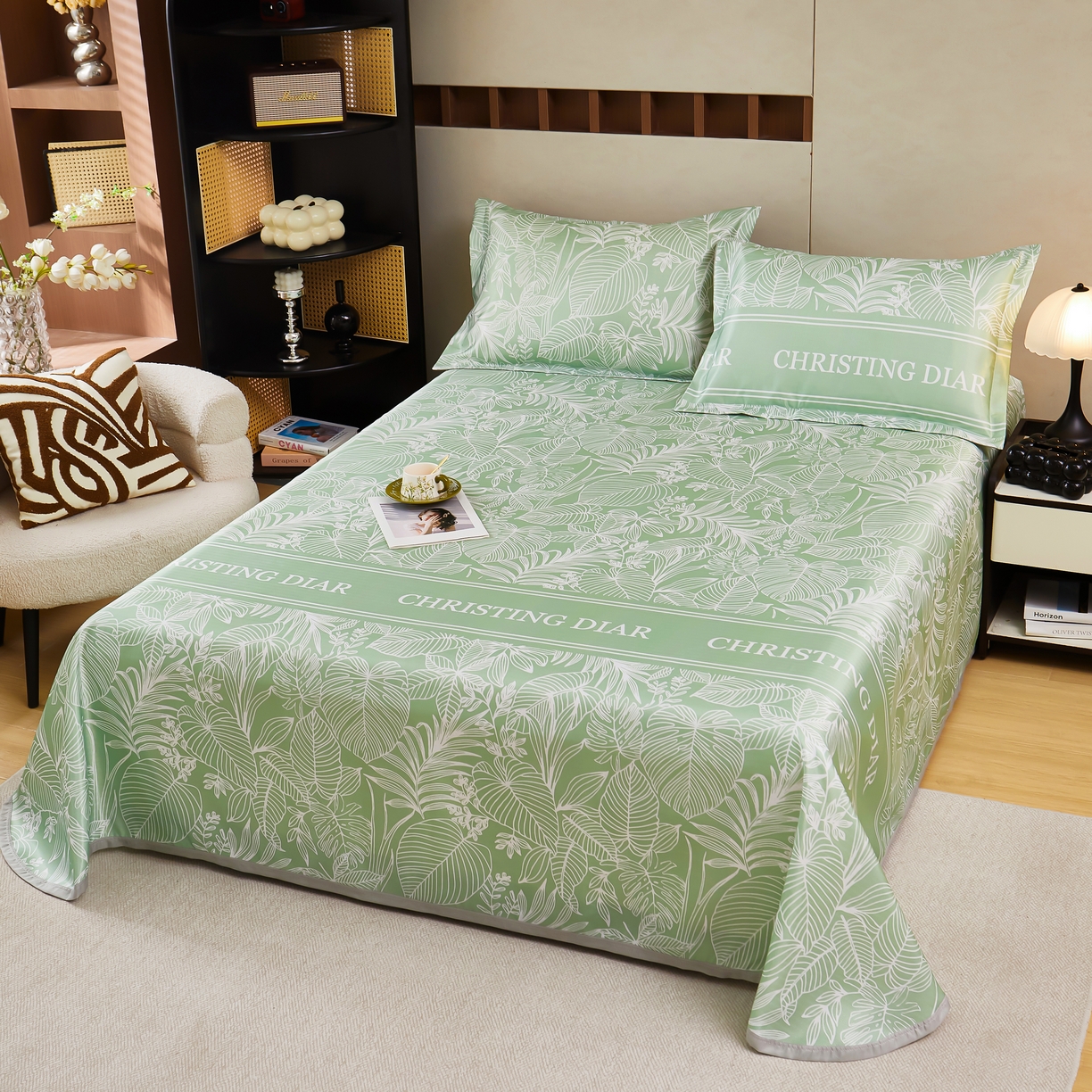 91家纺网 家纺一手货源 找家纺 星窝家纺 2026新款直播电商优选可机洗斜纹提花冰丝凉席三件套 温婉佳人