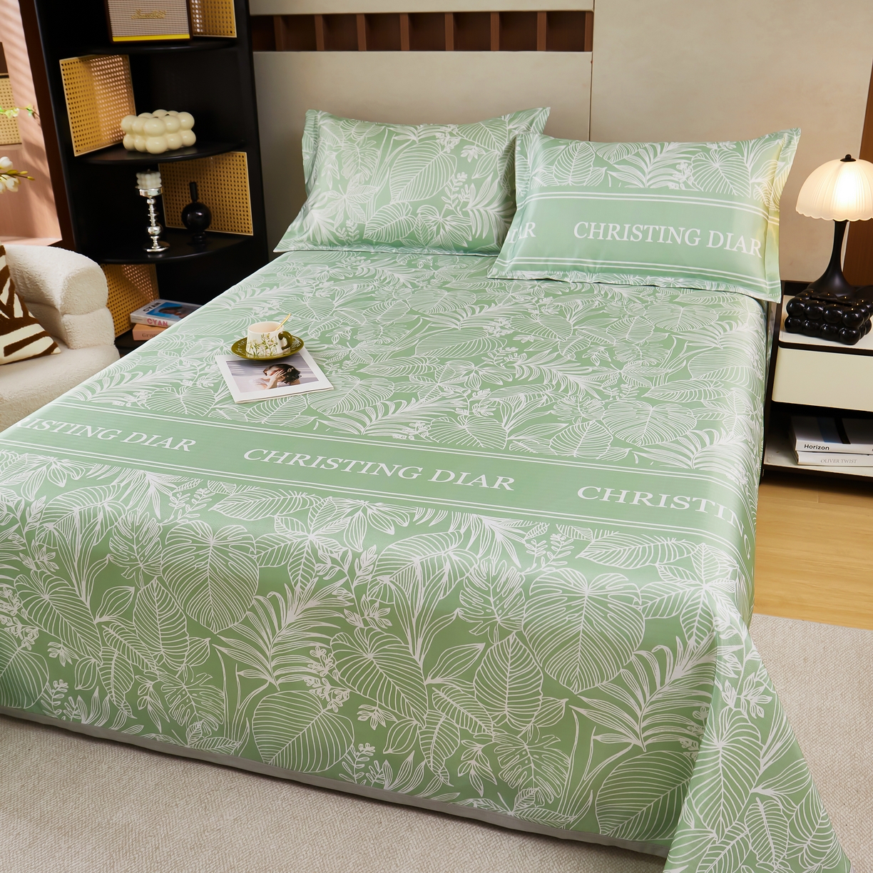 91家纺网 家纺一手货源 找家纺 星窝家纺 2026新款直播电商优选可机洗斜纹提花冰丝凉席三件套 温婉佳人