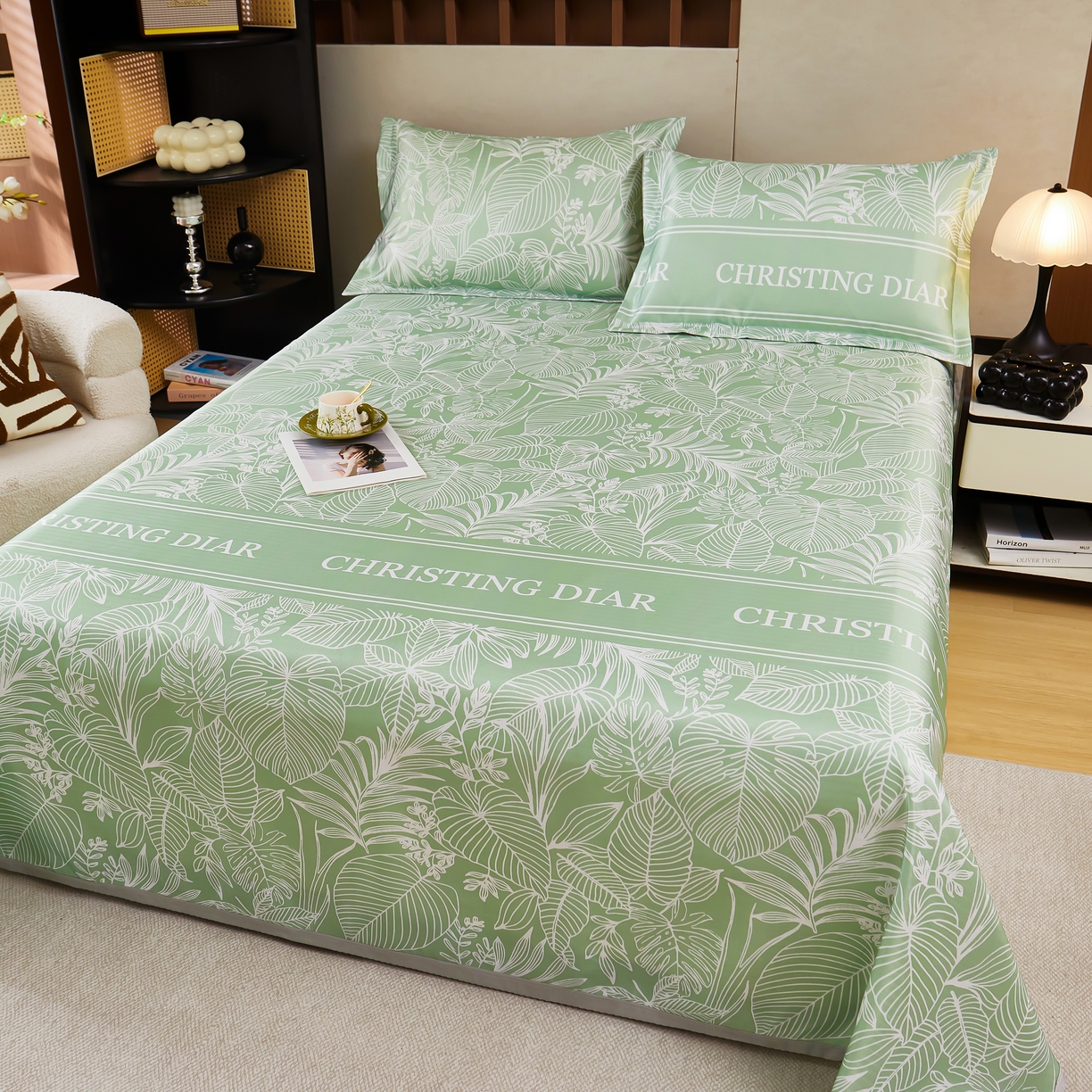 91家纺网 家纺一手货源 找家纺 星窝家纺 2026新款直播电商优选可机洗斜纹提花冰丝凉席三件套 温婉佳人