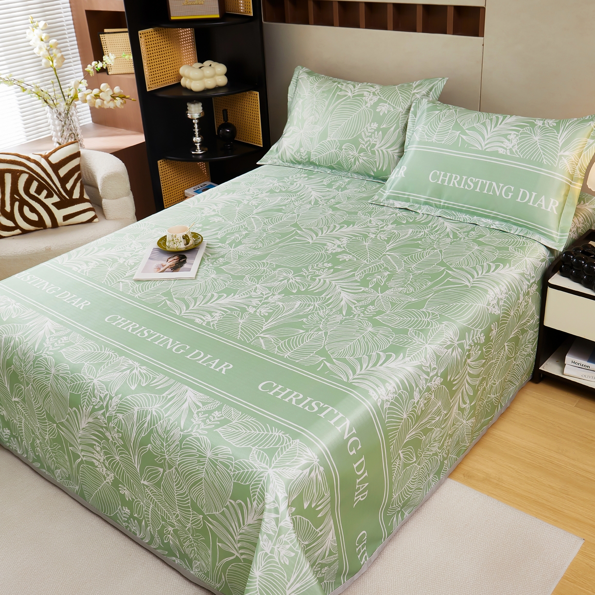 91家纺网 家纺一手货源 找家纺 星窝家纺 2026新款直播电商优选可机洗斜纹提花冰丝凉席三件套 温婉佳人