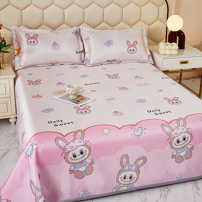 91家纺网 家纺一手货源 找家纺 星窝家纺 2026新款直播电商优选可机洗斜纹提花冰丝凉席三件套 爱多多粉