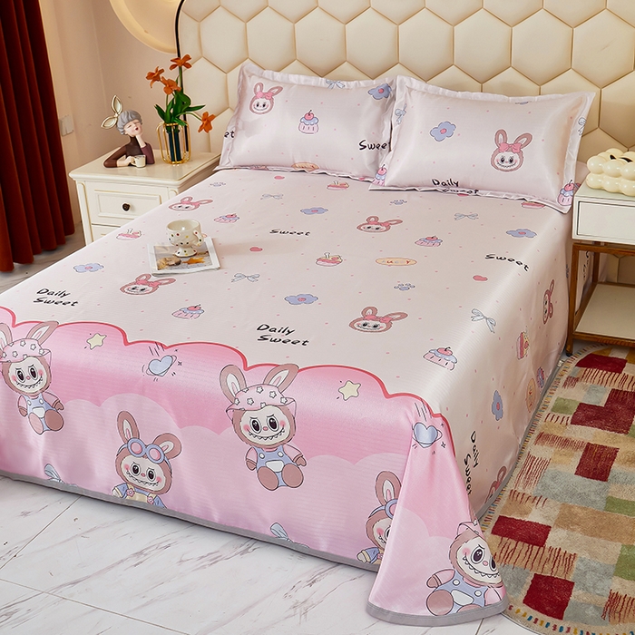 91家纺网 家纺一手货源 找家纺 星窝家纺 2026新款直播电商优选可机洗斜纹提花冰丝凉席三件套 爱多多粉