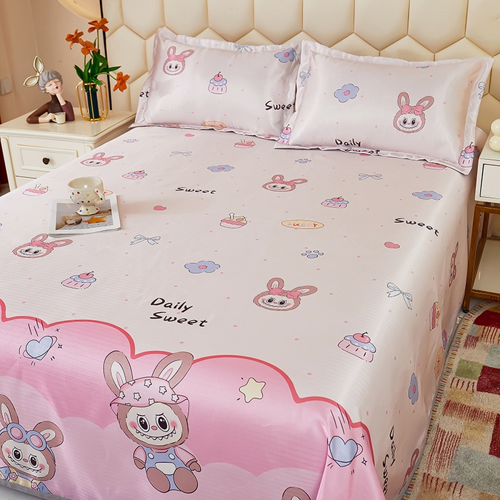 91家纺网 家纺一手货源 找家纺 星窝家纺 2026新款直播电商优选可机洗斜纹提花冰丝凉席三件套 爱多多粉