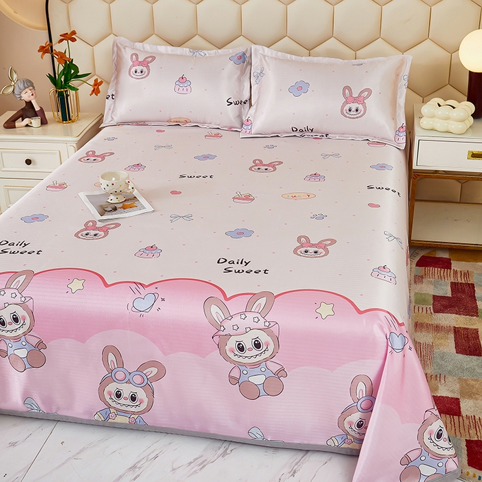 91家纺网 家纺一手货源 找家纺 星窝家纺 2026新款直播电商优选可机洗斜纹提花冰丝凉席三件套 爱多多粉