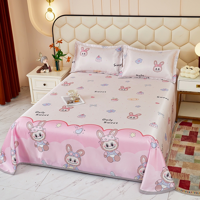 91家纺网 家纺一手货源 找家纺 星窝家纺 2026新款直播电商优选可机洗斜纹提花冰丝凉席三件套 爱多多粉