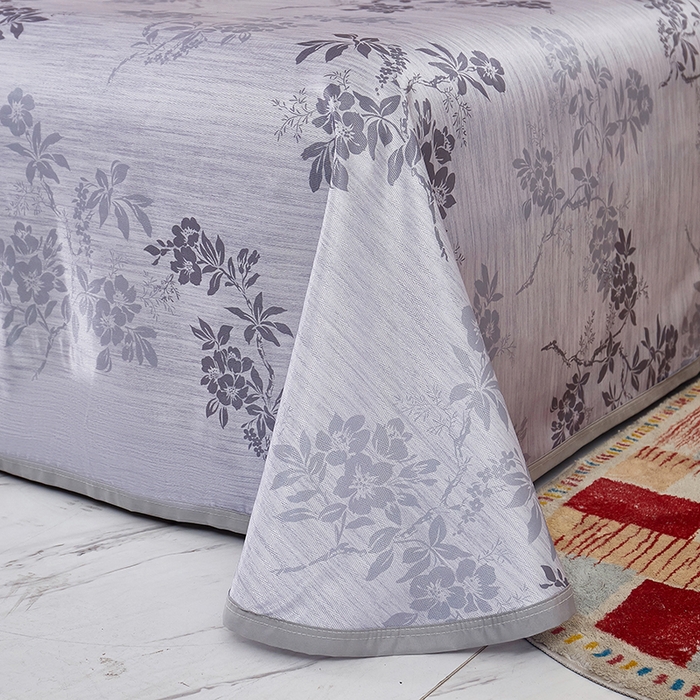 91家纺网 家纺一手货源 找家纺 星窝家纺 2026新款直播电商优选可机洗斜纹提花冰丝凉席三件套 爱在花海