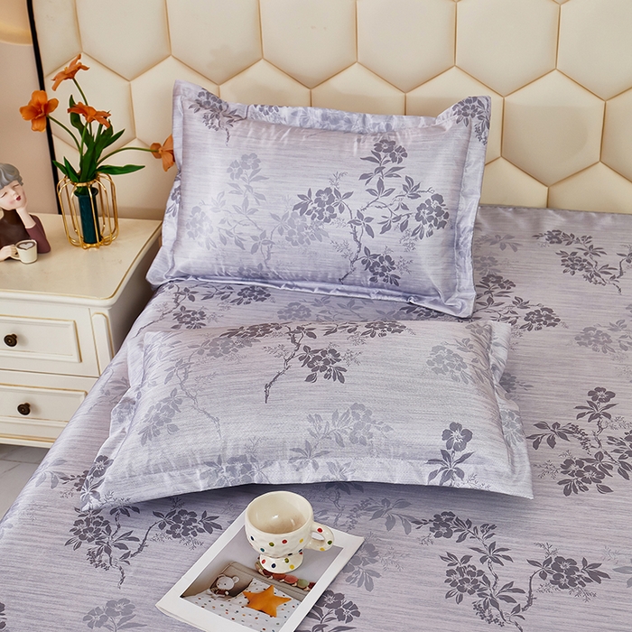 91家纺网 家纺一手货源 找家纺 星窝家纺 2026新款直播电商优选可机洗斜纹提花冰丝凉席三件套 爱在花海