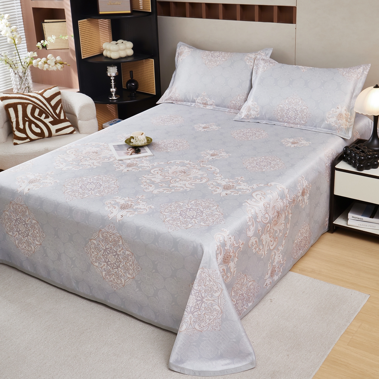 91家纺网 家纺一手货源 找家纺 星窝家纺 2026新款直播电商优选可机洗斜纹提花冰丝凉席三件套 巴黎春天