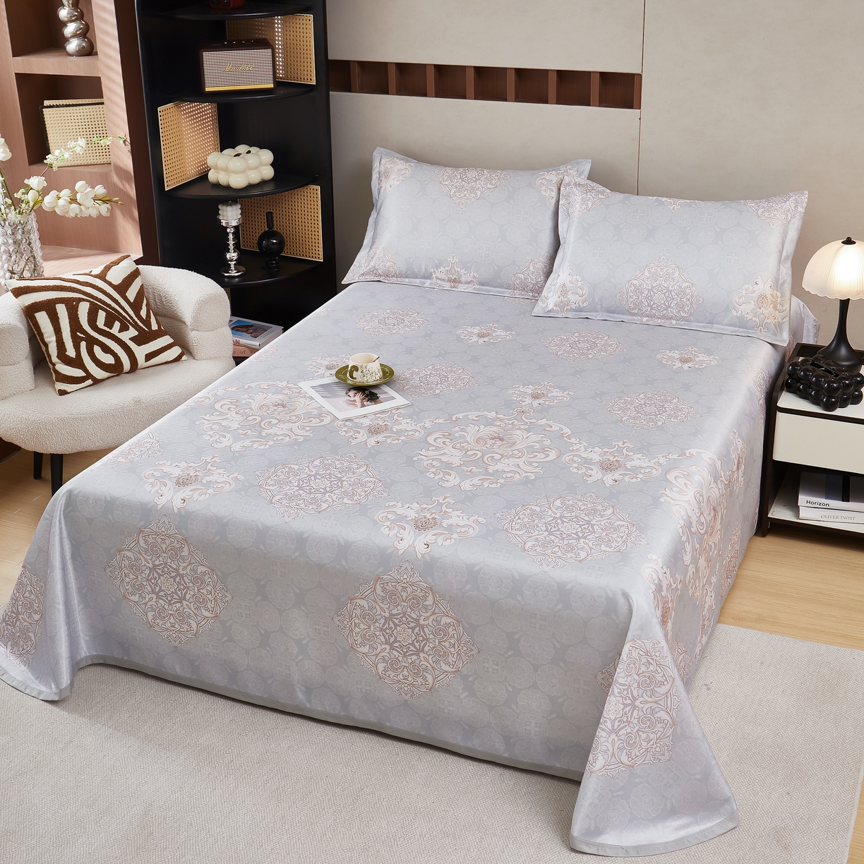 91家纺网 家纺一手货源 找家纺 星窝家纺 2026新款直播电商优选可机洗斜纹提花冰丝凉席三件套 巴黎春天