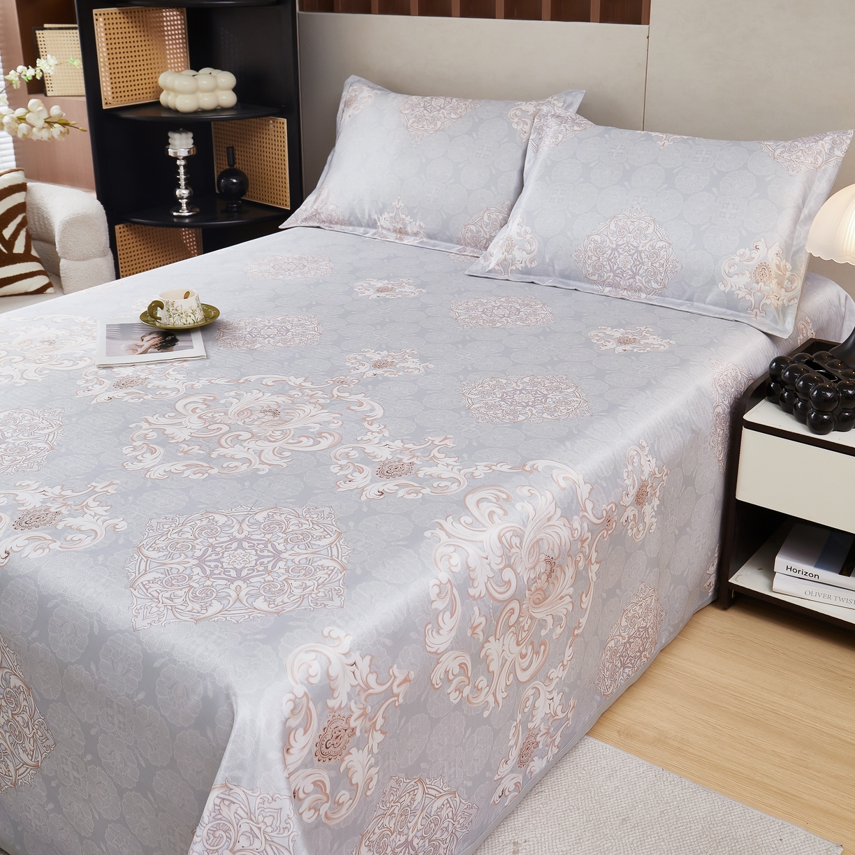 91家纺网 家纺一手货源 找家纺 星窝家纺 2026新款直播电商优选可机洗斜纹提花冰丝凉席三件套 巴黎春天