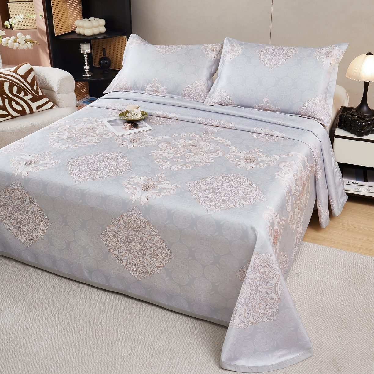 91家纺网 家纺一手货源 找家纺 星窝家纺 2026新款直播电商优选可机洗斜纹提花冰丝凉席三件套 巴黎春天