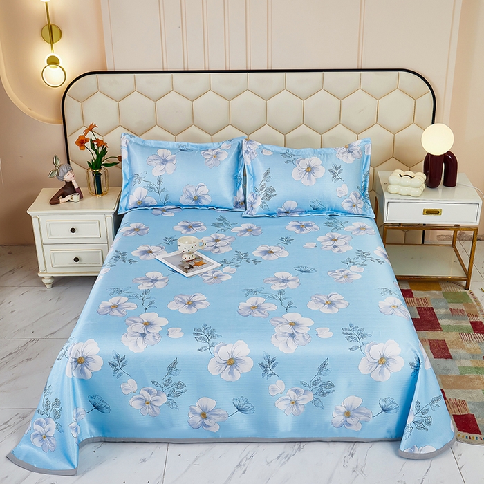 星窝家纺 2026新款直播电商优选可机洗斜纹提花冰丝凉席三件套 春色满园