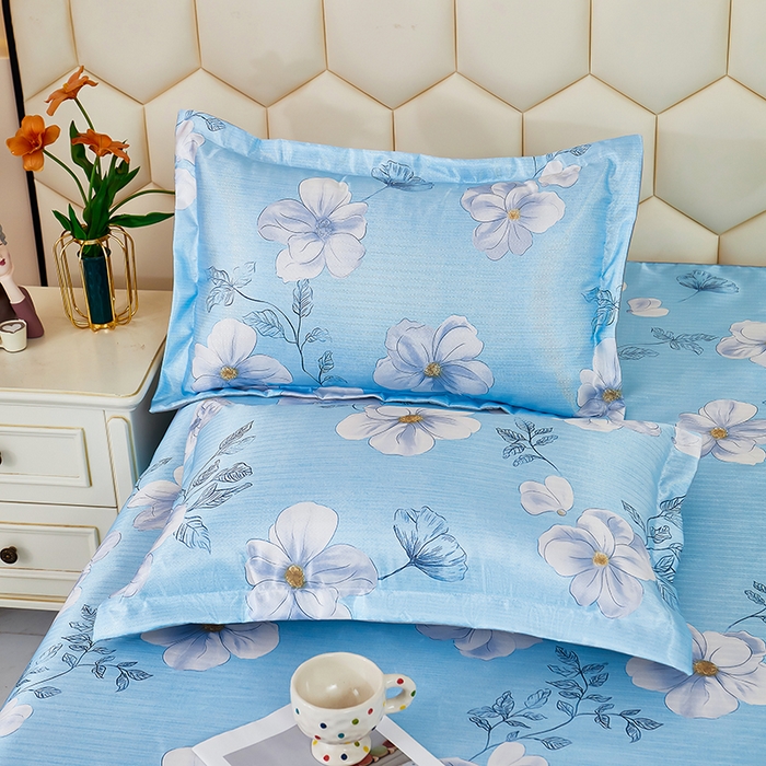 91家纺网 家纺一手货源 找家纺 星窝家纺 2026新款直播电商优选可机洗斜纹提花冰丝凉席三件套 春色满园