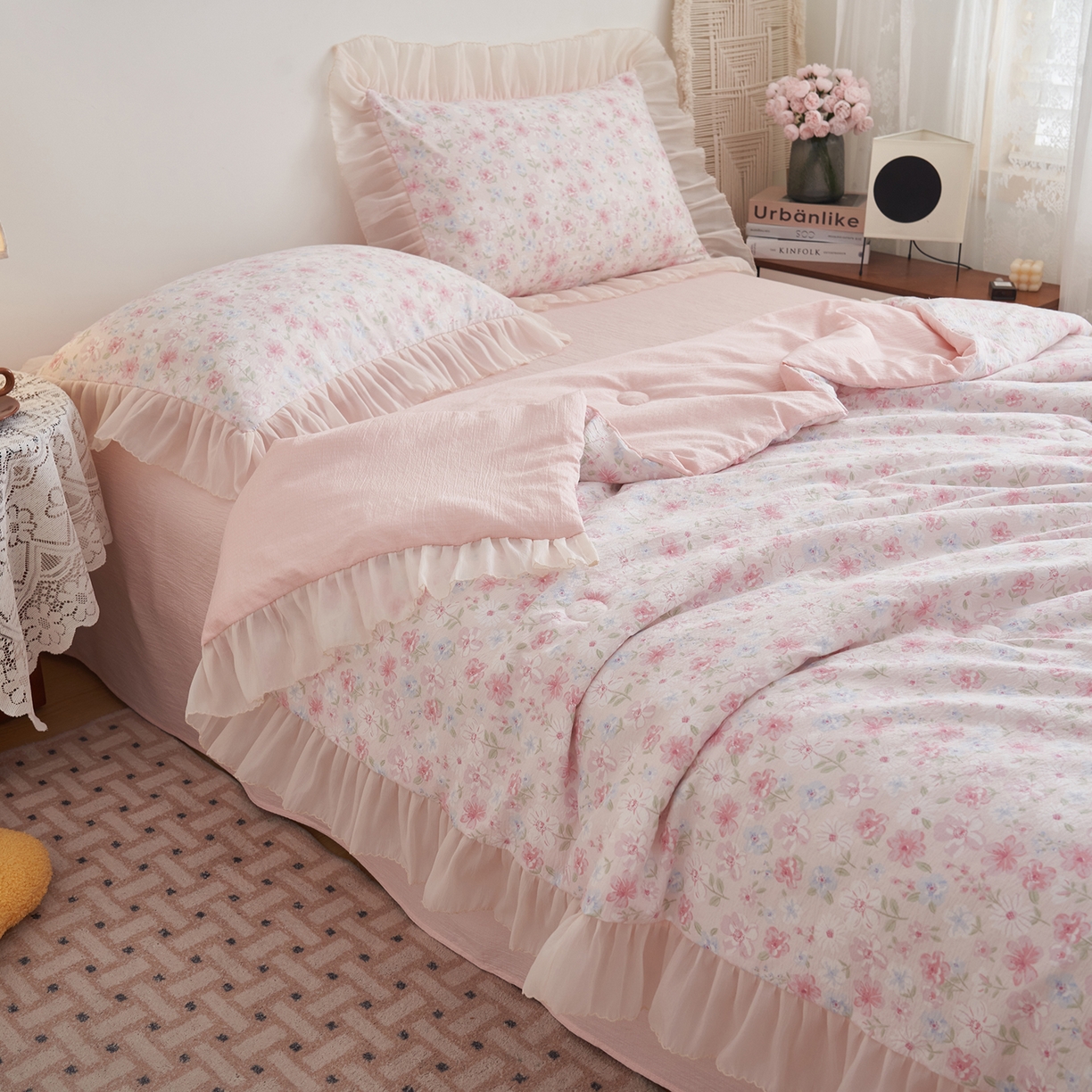 91家纺网 家纺一手货源 找家纺 （总）晨曦家纺 2026新款皱雾纱水洗夏凉被夏被四件套少女ins风韩版