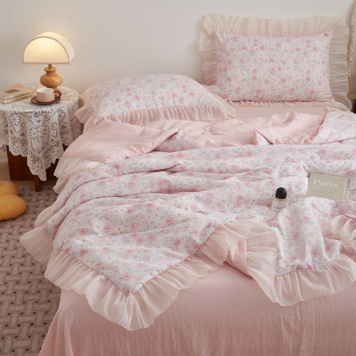 91家纺网 家纺一手货源 找家纺 （总）晨曦家纺 2026新款皱雾纱水洗夏凉被夏被四件套少女ins风韩版