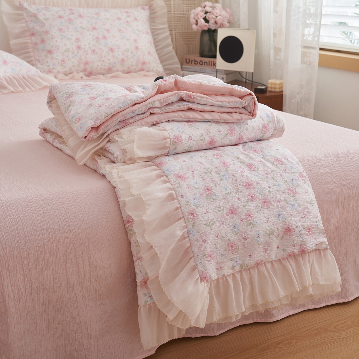 91家纺网 家纺一手货源 找家纺 （总）晨曦家纺 2026新款皱雾纱水洗夏凉被夏被四件套少女ins风韩版