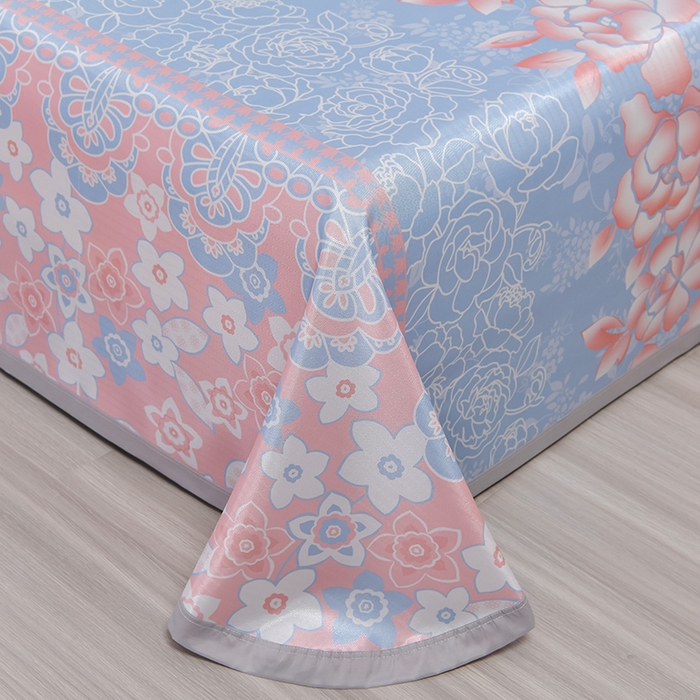 91家纺网 家纺一手货源 找家纺 星窝家纺 2026新款直播电商优选可机洗斜纹提花冰丝凉席三件套 富贵花开