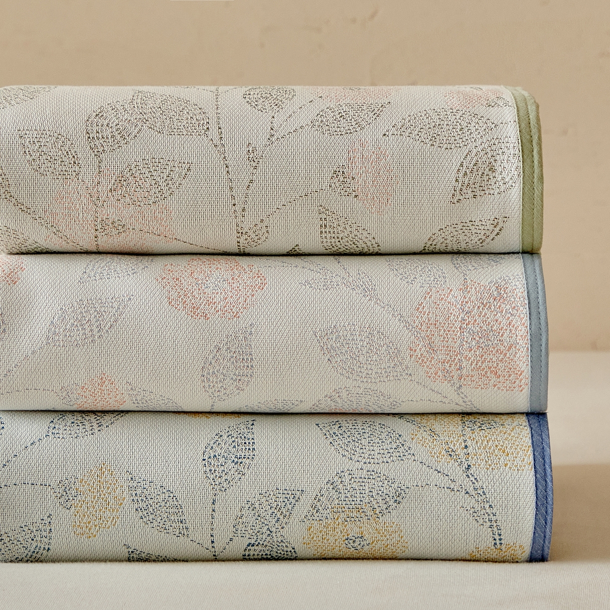 91家纺网 家纺一手货源 找家纺 （总）孑寐家纺 2026新款100%纯棉色织双面大提花老粗布凉席三件套