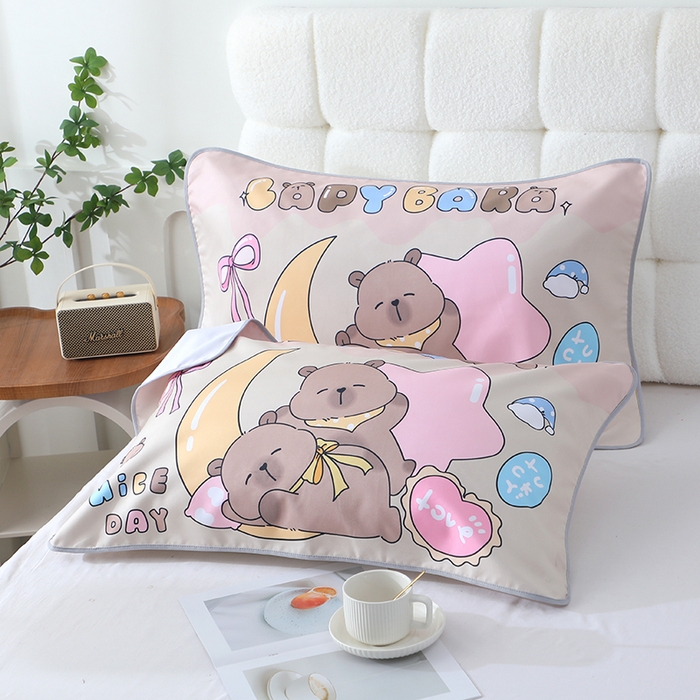 91家纺网 家纺一手货源 找家纺 娇兰毛巾 2026新款7a抗菌夏季凉感枕巾 卡皮巴拉