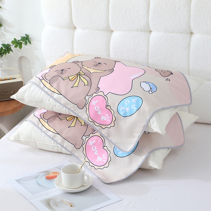 91家纺网 家纺一手货源 找家纺 娇兰毛巾 2026新款7a抗菌夏季凉感枕巾 卡皮巴拉