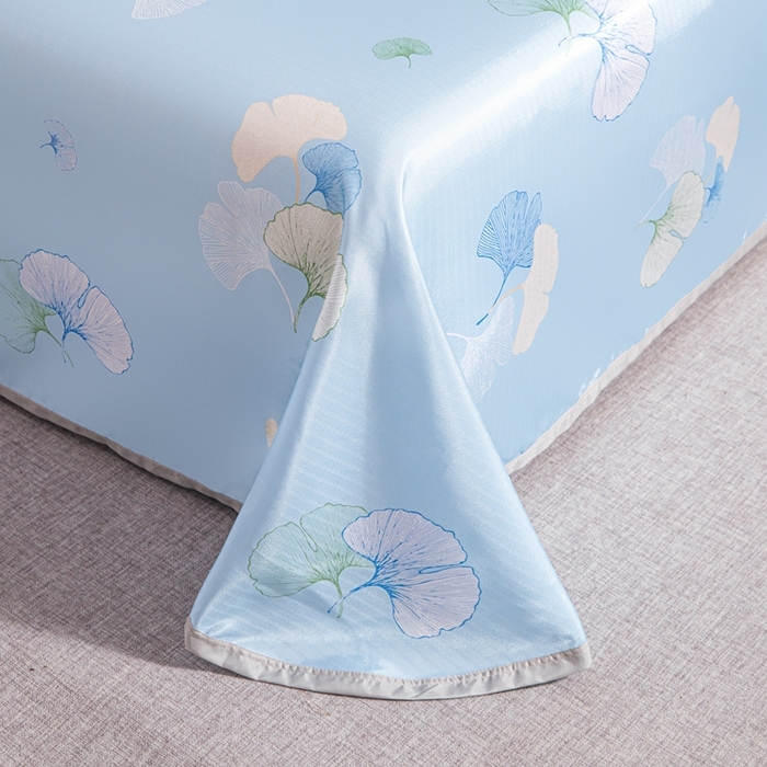 91家纺网 家纺一手货源 找家纺 星窝家纺 2026新款直播电商优选可机洗斜纹提花冰丝凉席三件套 秋韵银杏