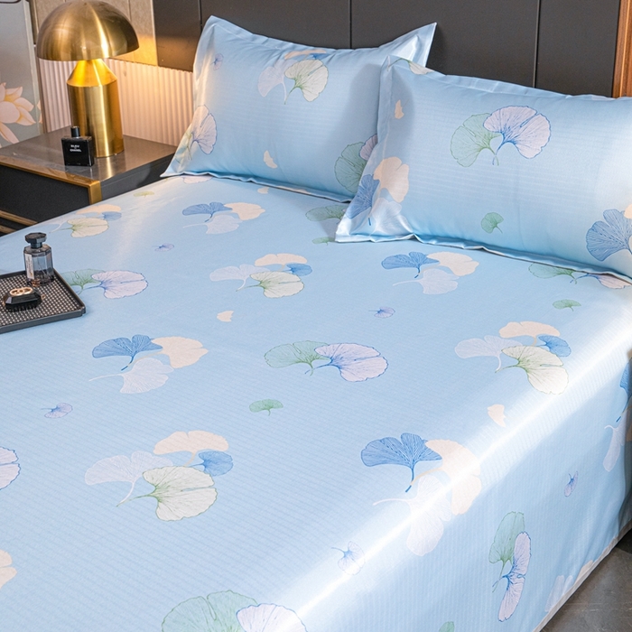 91家纺网 家纺一手货源 找家纺 星窝家纺 2026新款直播电商优选可机洗斜纹提花冰丝凉席三件套 秋韵银杏