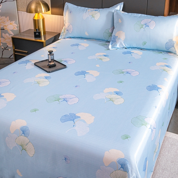 91家纺网 家纺一手货源 找家纺 星窝家纺 2026新款直播电商优选可机洗斜纹提花冰丝凉席三件套 秋韵银杏