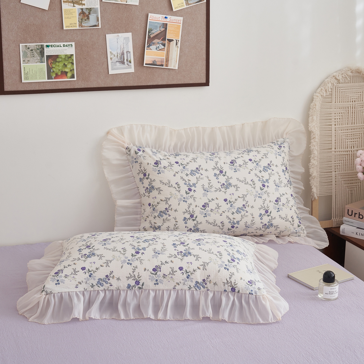 91家纺网 家纺一手货源 找家纺 晨曦家纺 2026新款皱雾纱水洗夏凉被夏被四件套少女ins风韩版 蓝花的信