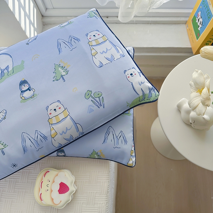91家纺网 家纺一手货源 找家纺 （总）姝辰 2026新款莱赛尔嵌绳卡通印花枕套儿童夏季凉感冰丝枕套幼儿园乳胶枕套枕罩