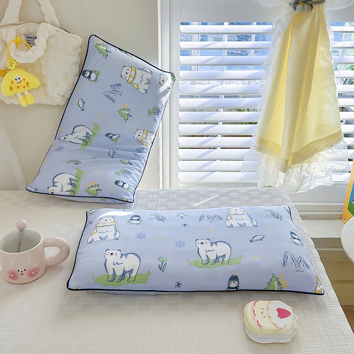 91家纺网 家纺一手货源 找家纺 （总）姝辰 2026新款莱赛尔嵌绳卡通印花枕套儿童夏季凉感冰丝枕套幼儿园乳胶枕套枕罩