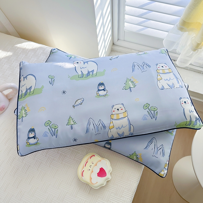91家纺网 家纺一手货源 找家纺 （总）姝辰 2026新款莱赛尔嵌绳卡通印花枕套儿童夏季凉感冰丝枕套幼儿园乳胶枕套枕罩