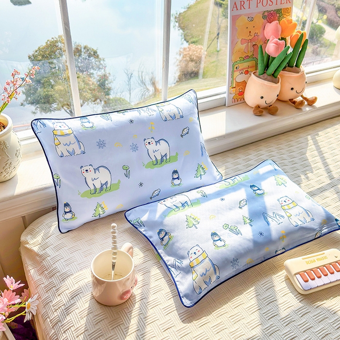 91家纺网 家纺一手货源 找家纺 （总）姝辰 2026新款莱赛尔嵌绳卡通印花枕套儿童夏季凉感冰丝枕套幼儿园乳胶枕套枕罩