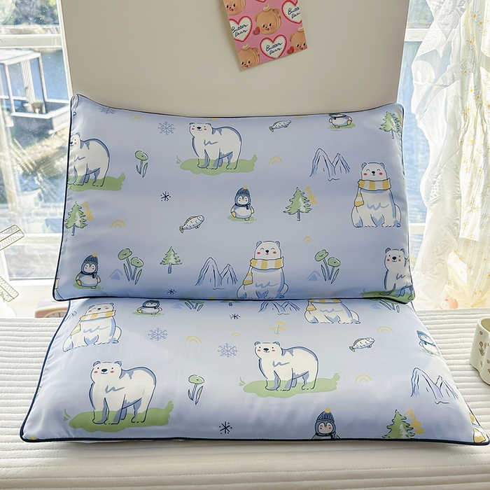 91家纺网 家纺一手货源 找家纺 （总）姝辰 2026新款莱赛尔嵌绳卡通印花枕套儿童夏季凉感冰丝枕套幼儿园乳胶枕套枕罩