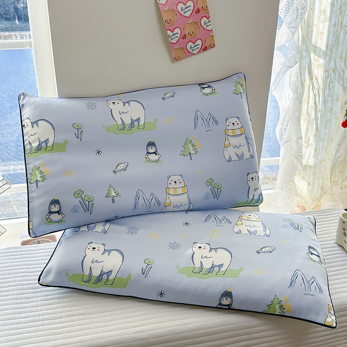 91家纺网 家纺一手货源 找家纺 （总）姝辰 2026新款莱赛尔嵌绳卡通印花枕套儿童夏季凉感冰丝枕套幼儿园乳胶枕套枕罩