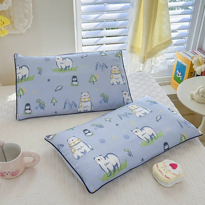 91家纺网 家纺一手货源 找家纺 （总）姝辰 2026新款莱赛尔嵌绳卡通印花枕套儿童夏季凉感冰丝枕套幼儿园乳胶枕套枕罩