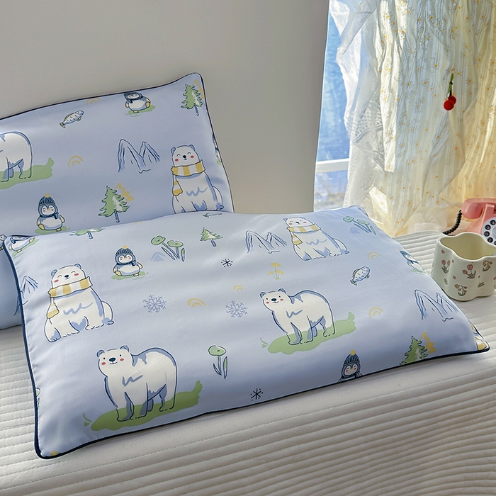 91家纺网 家纺一手货源 找家纺 （总）姝辰 2026新款莱赛尔嵌绳卡通印花枕套儿童夏季凉感冰丝枕套幼儿园乳胶枕套枕罩