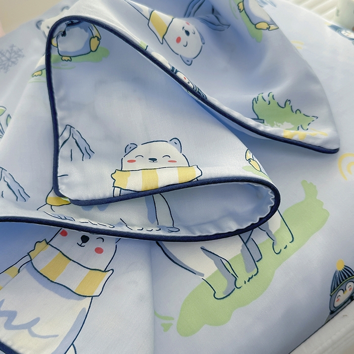 91家纺网 家纺一手货源 找家纺 （总）姝辰 2026新款莱赛尔嵌绳卡通印花枕套儿童夏季凉感冰丝枕套幼儿园乳胶枕套枕罩