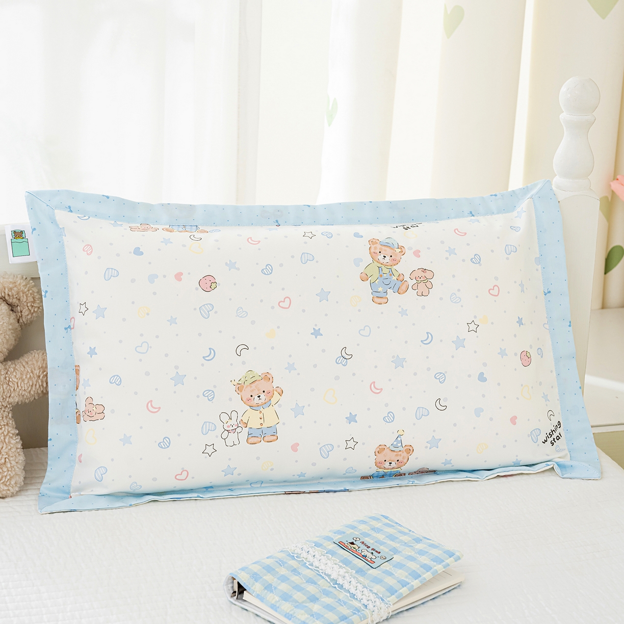 91家纺网 家纺一手货源 找家纺 良佐生活 2026新款A类60支全棉贡缎长绒棉拼角枕套 星语星愿