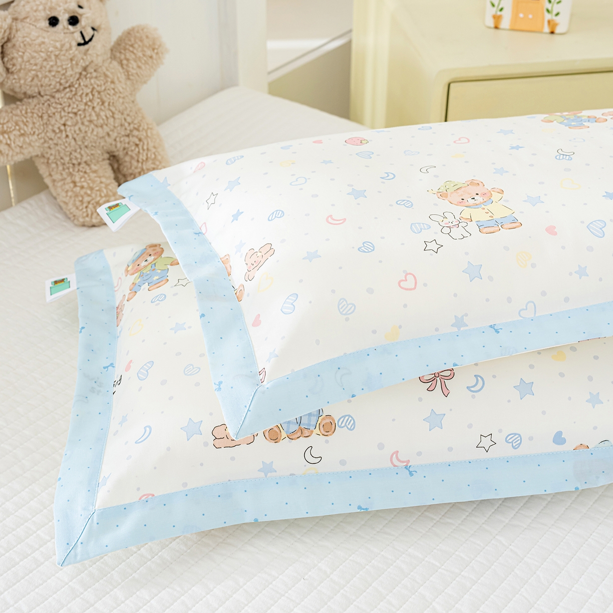 91家纺网 家纺一手货源 找家纺 良佐生活 2026新款A类60支全棉贡缎长绒棉拼角枕套 星语星愿