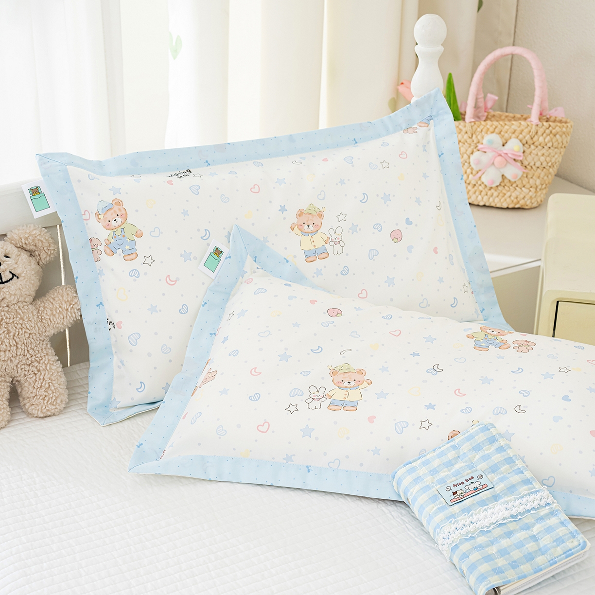 91家纺网 家纺一手货源 找家纺 良佐生活 2026新款A类60支全棉贡缎长绒棉拼角枕套 星语星愿