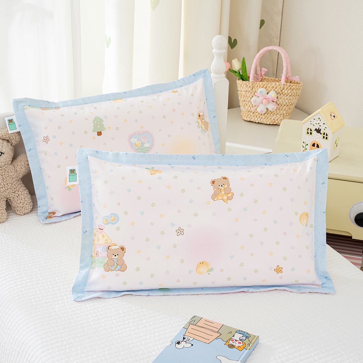 良佐生活 2026新款A类60支全棉贡缎长绒棉拼角枕套 繁星点点