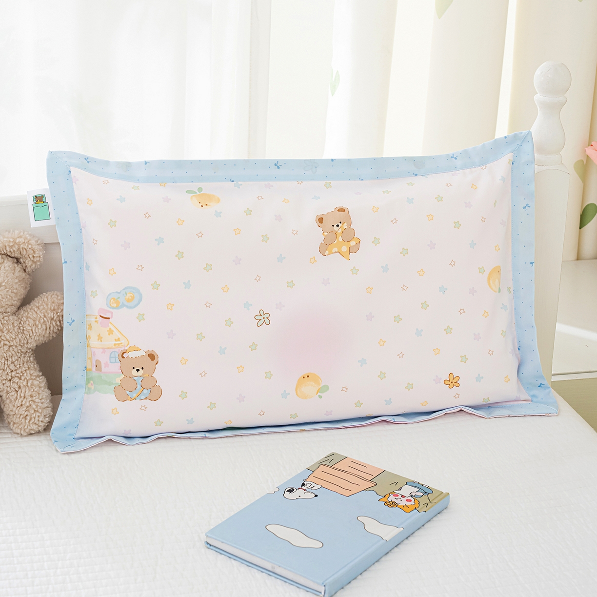 91家纺网 家纺一手货源 找家纺 良佐生活 2026新款A类60支全棉贡缎长绒棉拼角枕套 繁星点点