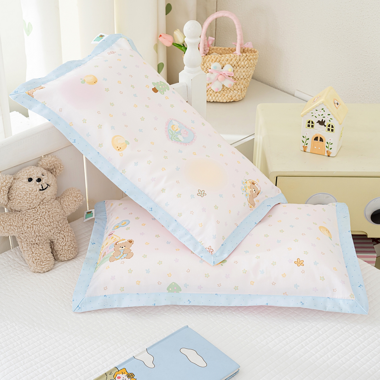 91家纺网 家纺一手货源 找家纺 良佐生活 2026新款A类60支全棉贡缎长绒棉拼角枕套 繁星点点