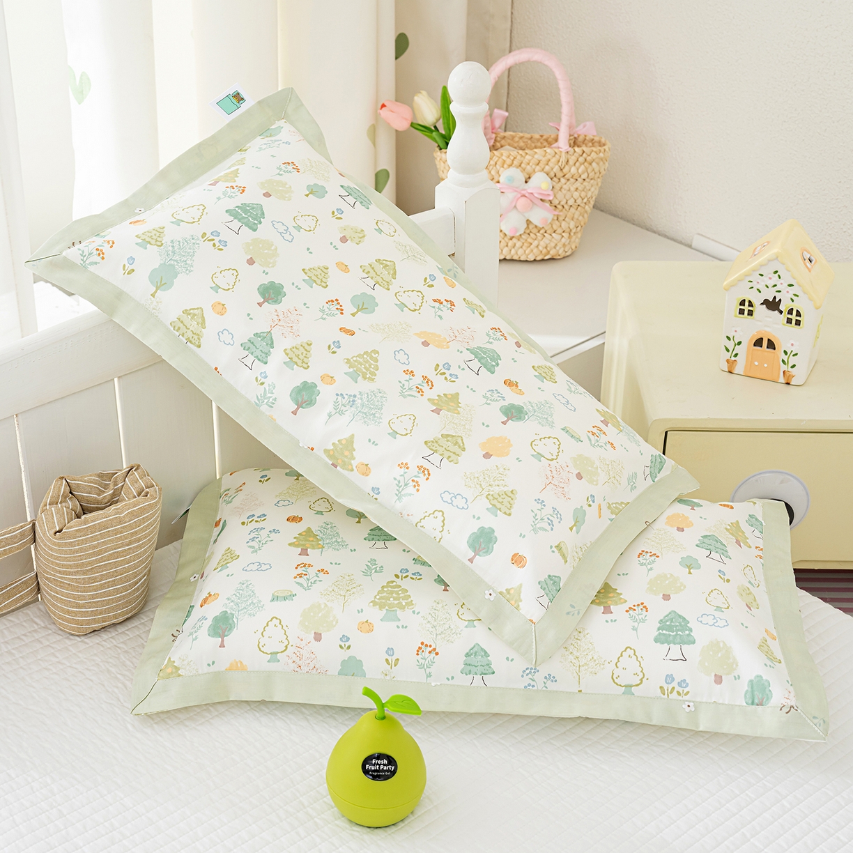 91家纺网 家纺一手货源 找家纺 良佐生活 2026新款A类60支全棉贡缎长绒棉拼角枕套 许愿森林