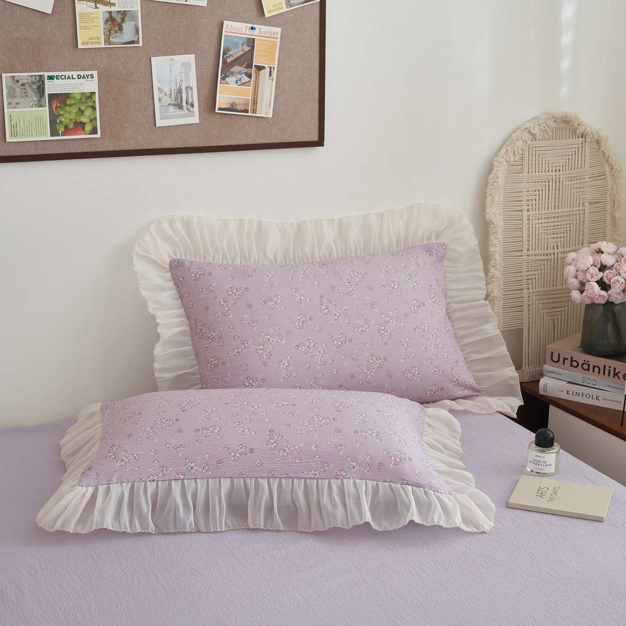 91家纺网 家纺一手货源 找家纺 晨曦家纺 2026新款皱雾纱水洗夏凉被夏被四件套少女ins风韩版 雾紫花信